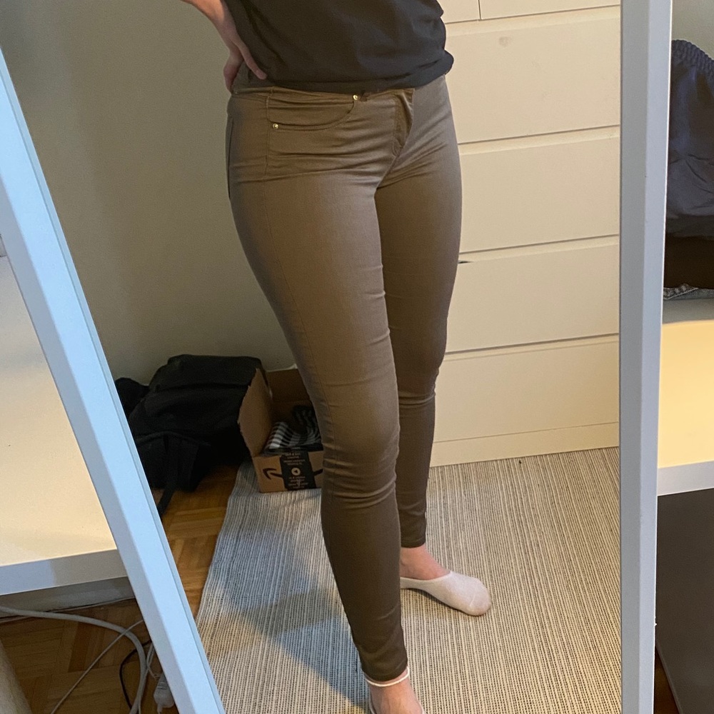 Olive skinny jeans